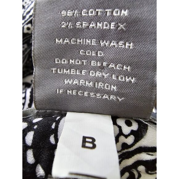 Ann Taylor Black & White Paisley Straight Crop Pants Sz 8P‎ Cotton Blend Stretch - Picture 11 of 11